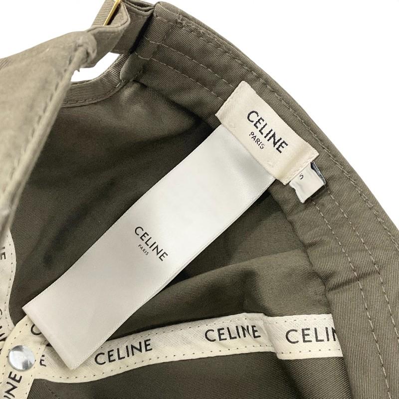 CELINE（セリーヌ） キャップ 帽子 コットン カーキ ホワイト ゴールド