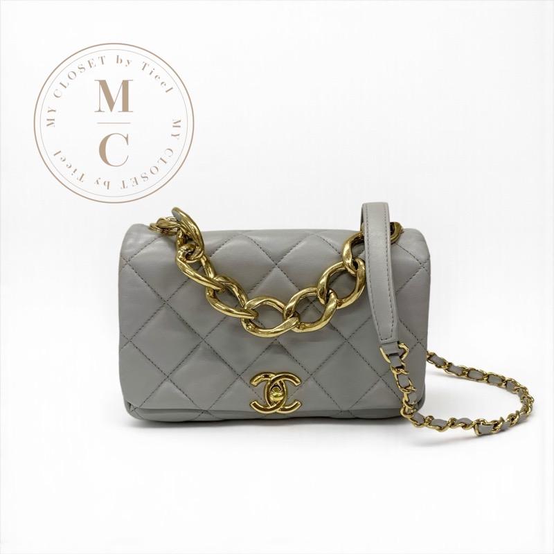 シャネル CHANEL バッグ ショルダーバッグ グレー ゴールド ミニマトラッセ ラムスキン ターンロック ココマーク 2way チェーン CHANEL（シャネル） バッグ ショルダーバッグ グレー ゴールド ミニ