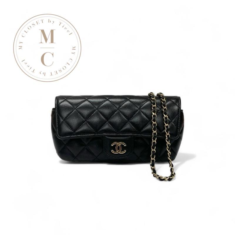 シャネル CHANEL バッグ ショルダーバッグ ラムスキン ブラック ゴールド ココマーク マトラッセ メガネケース チェーン