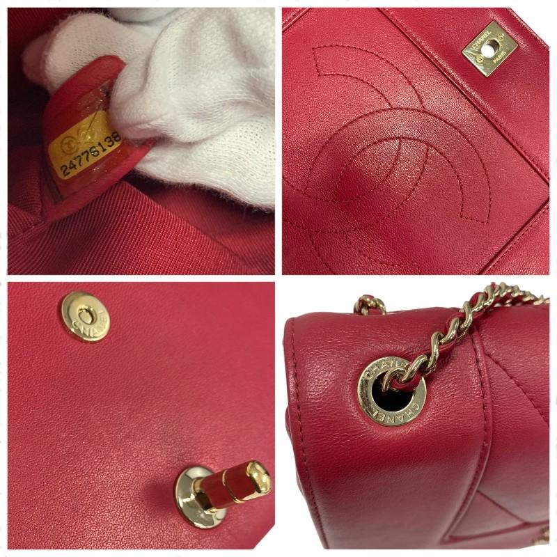 シャネル CHANEL バッグ ショルダーバッグ ピンク ゴールド Vステッチ ラムスキン ターンロック ココマーク ダブルチェーン_7