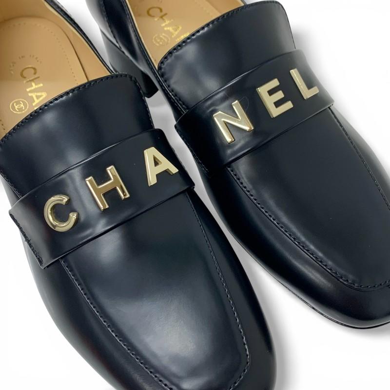 シャネル CHANEL ローファー 革靴 靴 シューズ レザー ブラック 黒