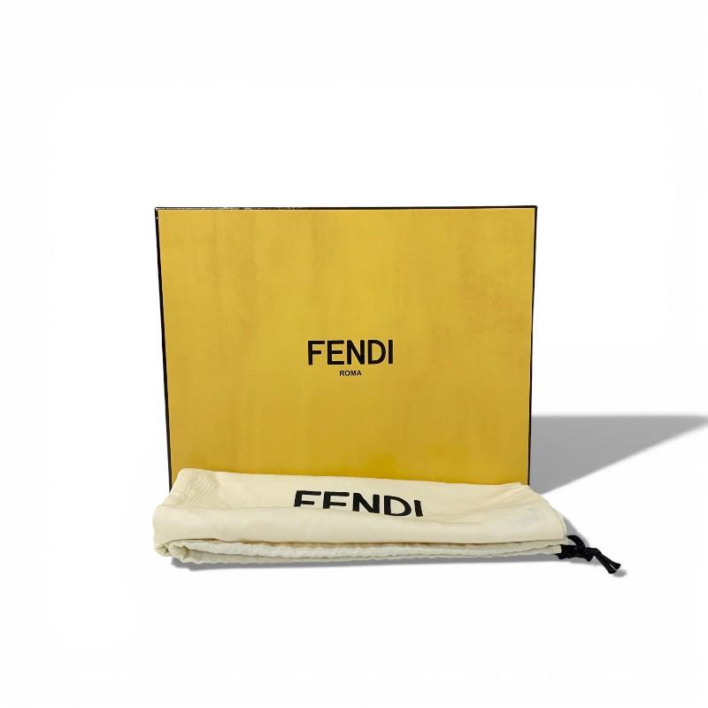 フェンディ FENDI コリブリ パンプス 靴 シューズ ファブリック シルバー グレー ロゴ ラインストーン ストラップ スリングバック_9