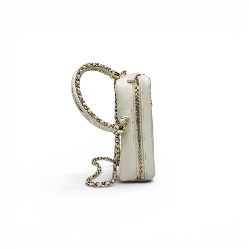 シャネル CHANEL バッグ ショルダーバッグ ラムスキン ホワイト 白 ゴールド ココマーク マトラッセ チェーン 2way ハンドバッグ_1