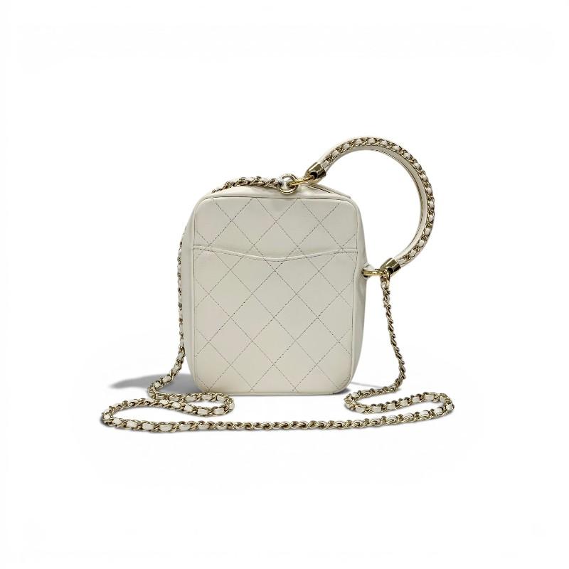 シャネル CHANEL バッグ ショルダーバッグ ラムスキン ホワイト 白 ゴールド ココマーク マトラッセ チェーン 2way ハンドバッグ_2