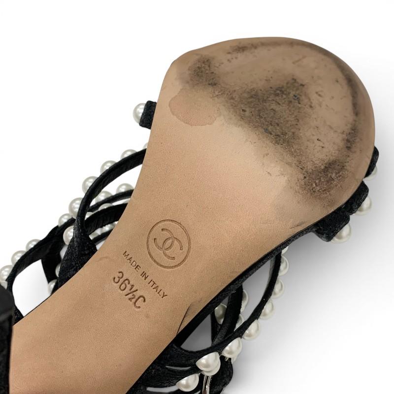 CHANEL（シャネル） サンダル 靴 シューズ レザー ブラック シルバー