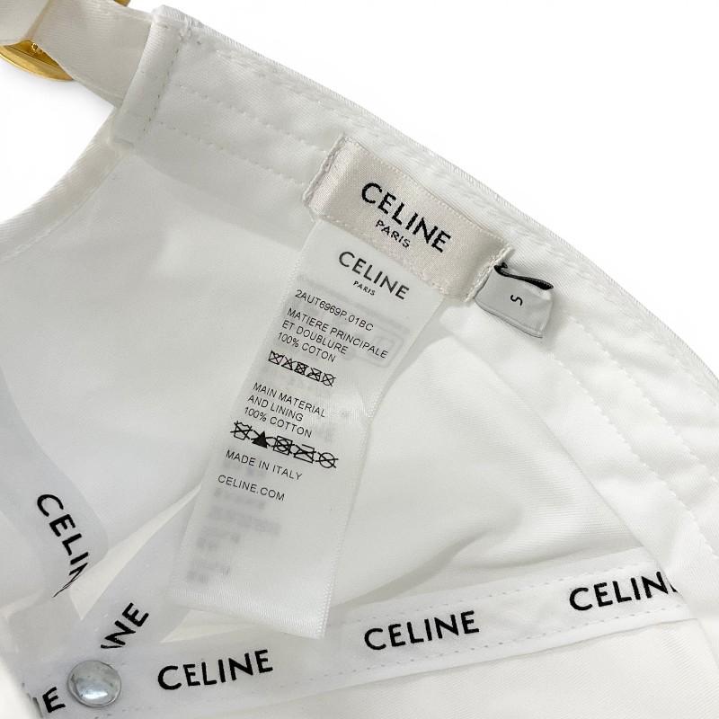 CELINE（セリーヌ） キャップ 帽子 コットン ホワイト ネイビー