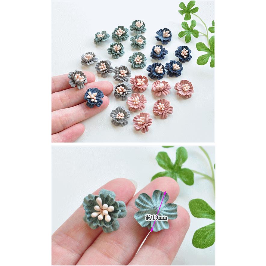 MY mama フラワーパーツ 6個セット 約19mm 全4種 □ ハンドメイド 手芸