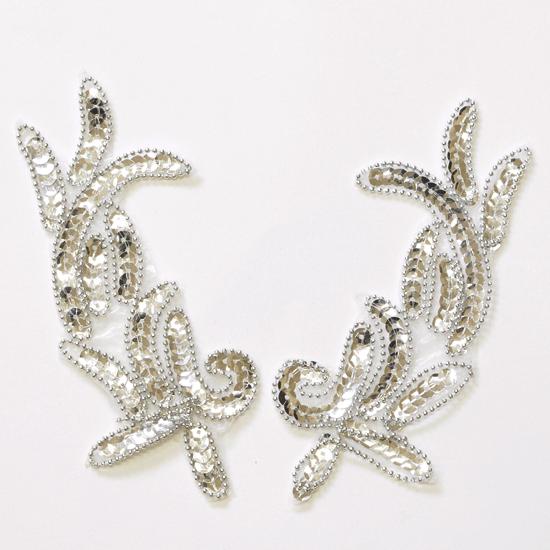 髪飾りに リーフ２枚組シルバースパンコールワッペン バトン 新体操 フィギュア ダンス 衣装 シルバー 手芸 ハンドメイド 手作り 手作り工房 Mymama Paypayモール店 通販 Paypayモール