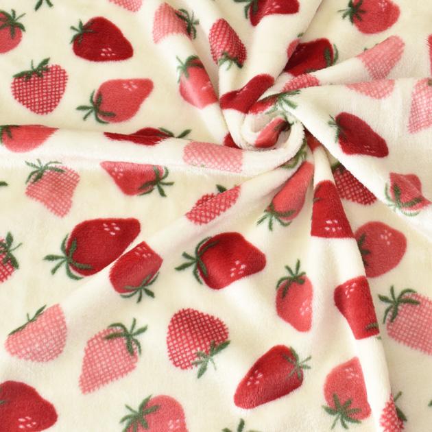 生地 布 布地 マイクロ フランネル ファー いちご 柄 □ おしゃれ 吸湿