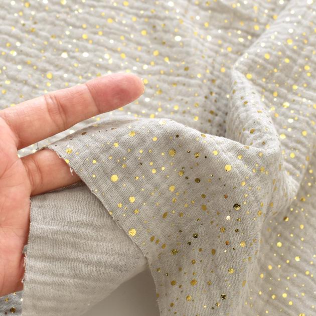 MY mama 生地 ぽこぽこ ダブルガーゼ スパークリング ドット 幅広 約