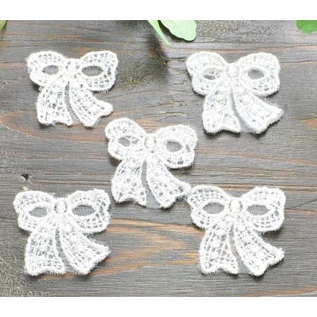 MY mama 訳あり レース ワッペン リボンモチーフ5枚 オフホワイト