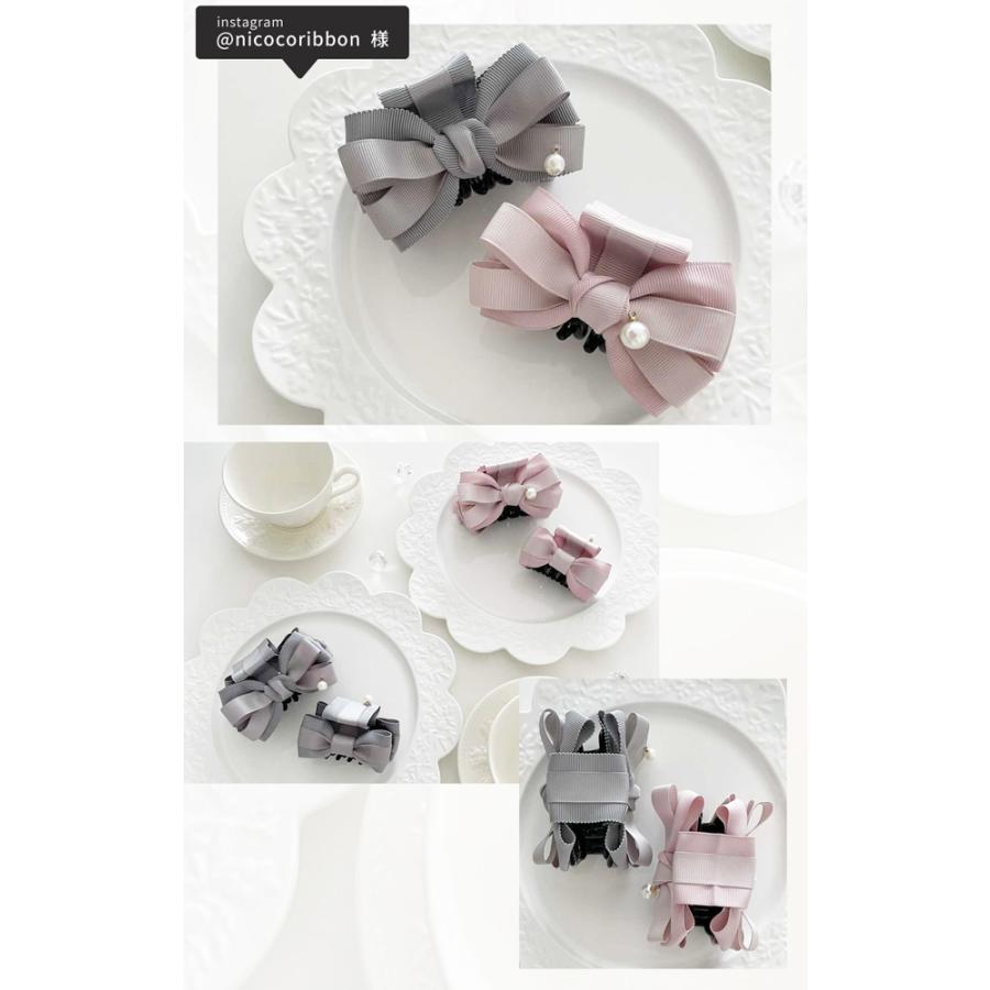 MY mama ヘアクリップ バンス クリップ リボン 型 2種 □ 80mm 65mm 大