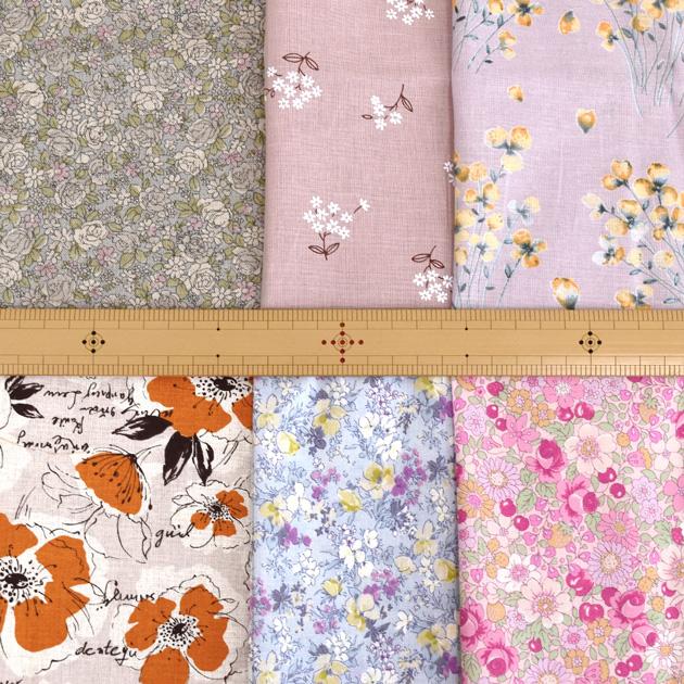 MY mama 生地 お花づくし カットクロス 約48×50cm 6枚 無地6枚 刺繍