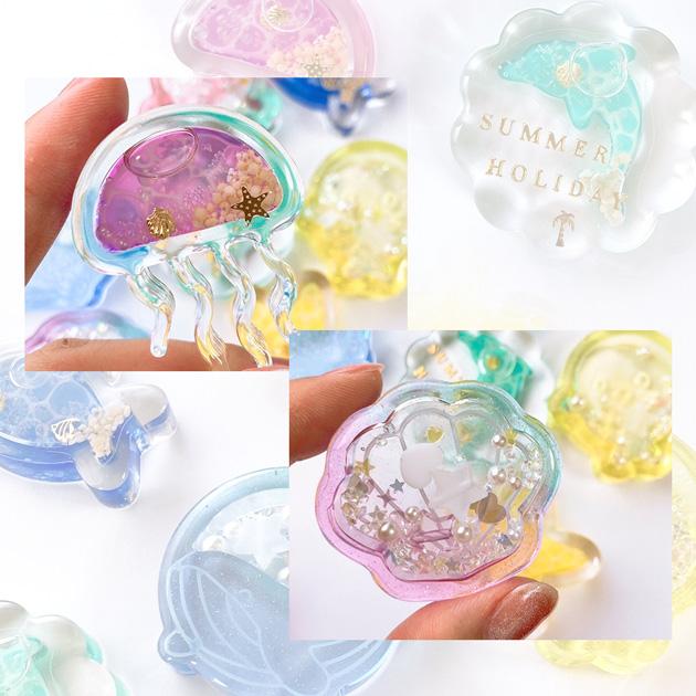 シリコン モールド シャカシャカ 海 の 生き物 4種 2タイプ