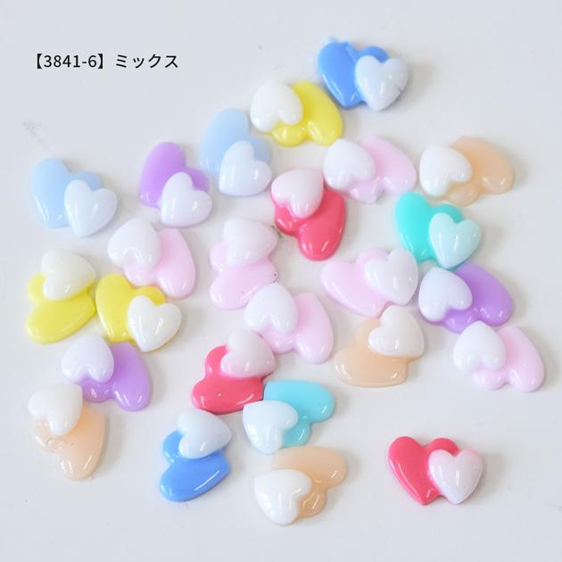 MY mama ミニ デコ パーツ かわいい ゆめかわ ダブル ハート 全6色 各