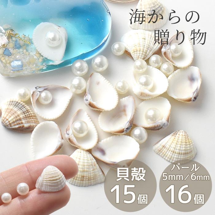 MY mama 天然 リアル 貝殻 と パール セット □ 可愛い パーツ ハー