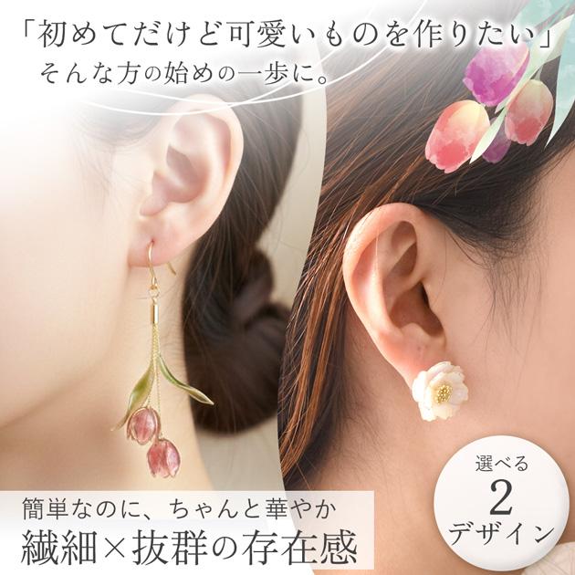 60 ちゅるんちゅるんレジン✖︎ガラスチャーム　ピアスorイヤリング MY mama ディップレジン イヤーアクセサリー キット ピアス イヤリング