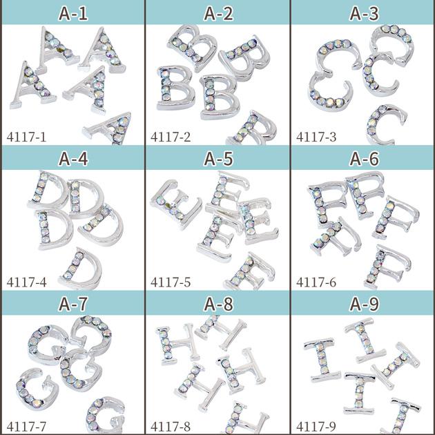 MY mama デコパーツ メタル イニシャル ラインストーン 入り 極小 5個