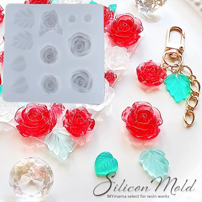 MY mama シリコンモールド シリコン型 モールド ミニ ローズ □ リーフ