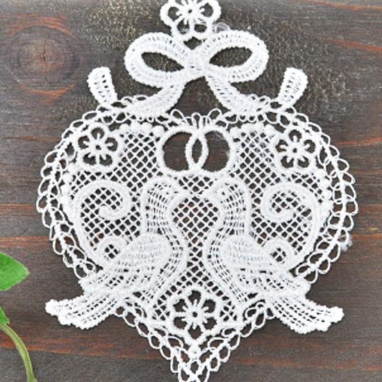 恋する小鳥 ２枚セット チュールレースモチーフ ゆうパケ可 ハンドメイド 手芸 手作り カルトナージュ レース