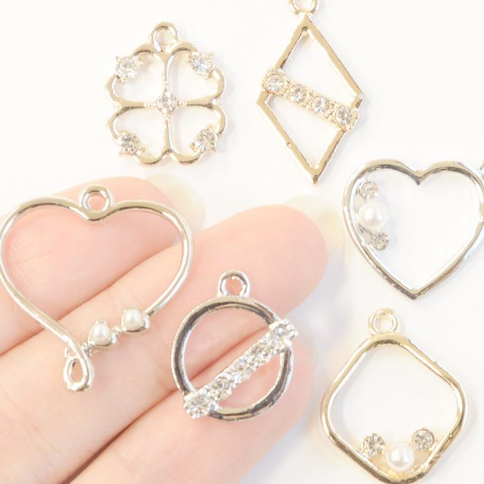 MY mama 空枠 レジン枠 フレーム枠 ラインストーン付 カンあり レジン