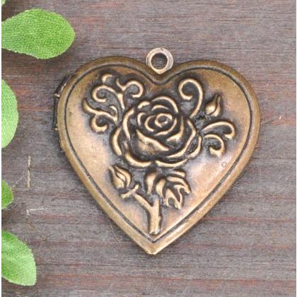 MY mama 薔薇のハートロケットチャーム □ ハンドメイド 手芸 手作り