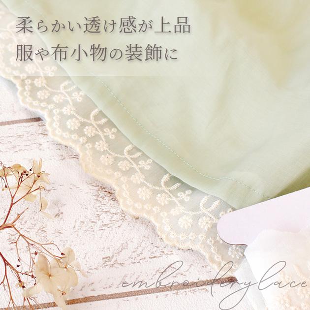 MY mama レース 刺繍 スカラップレース 花 リヨセル 幅 約 45mm 約1.8m