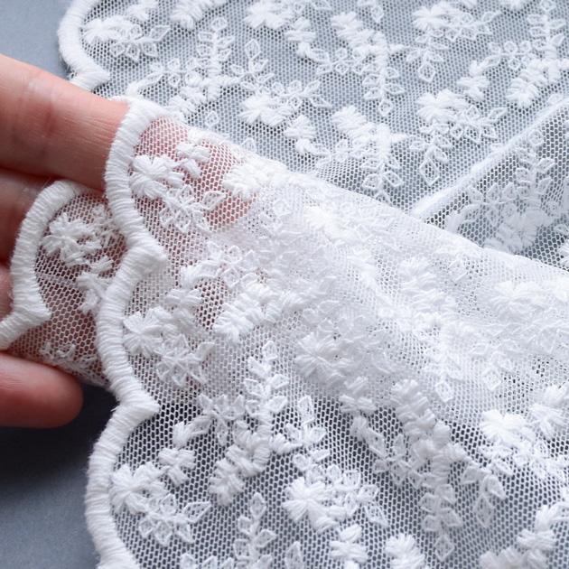 MY mama 生地 布 布地 レース 刺繍 花柄 チュール スカラップ アネット