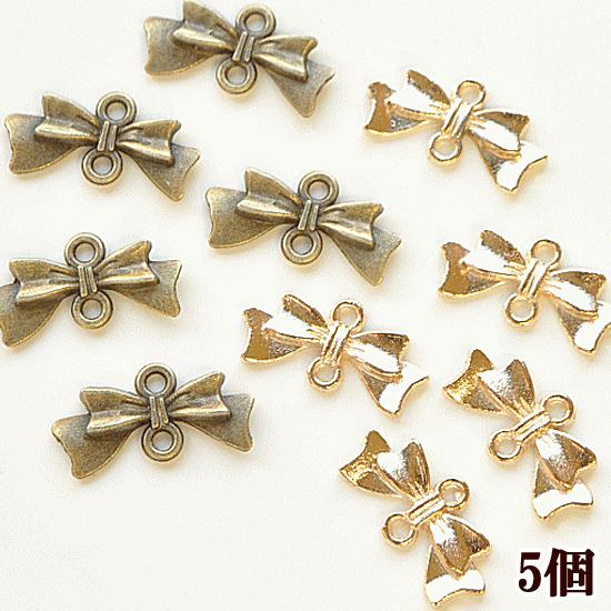 MY mama （完売しました）リボン つなぎパーツ 5個セット ゴールド 