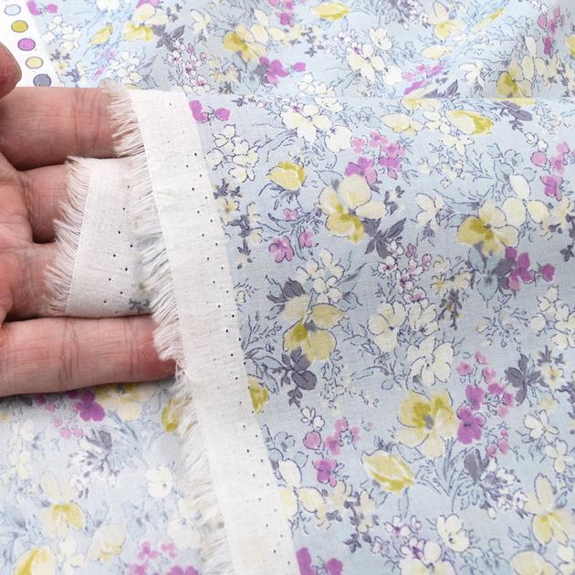 初期 アンソロポロジー 花柄コットンクロス タペストリー 多色ダミエ 新品 生地 布 布地 60 ローン 未晒コットン 可愛い 花柄 ミニョン