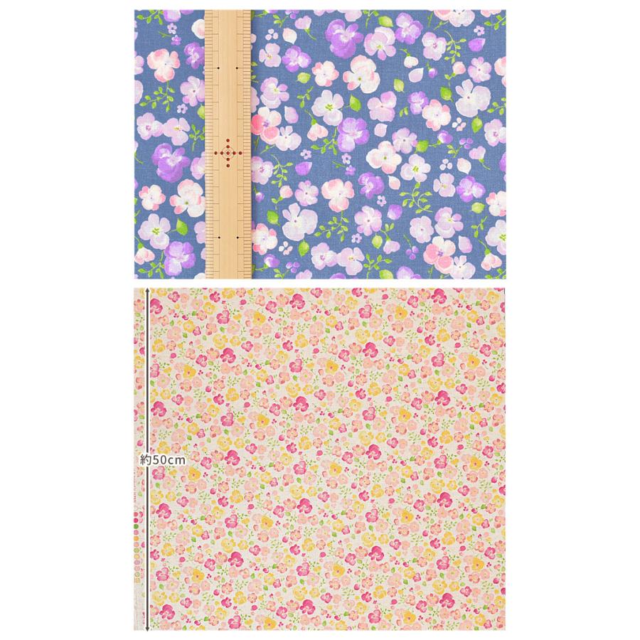 綿麻シーチング 生地 ビオラ 花柄 フラワー シャツ ブラウス ワンピース 洋服 エプロン バッグ インテリア ハンドメイド 手芸 手作り 手作り工房 Mymama Paypayモール店 通販 Paypayモール