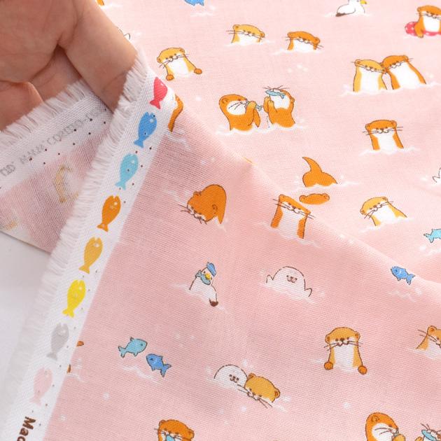 生地 ダブルガーゼ かわいい アザラシ カモメ ラッコ と 海 の なかま