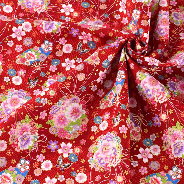 生地 シーチング 華鞠 華やか 可憐 綺麗 □ 桜 梅 菊 花柄 鞠 蝶 生地 シーチング 華鞠 華やか 可憐 綺麗 □ 桜 梅 菊 花柄 鞠 蝶
