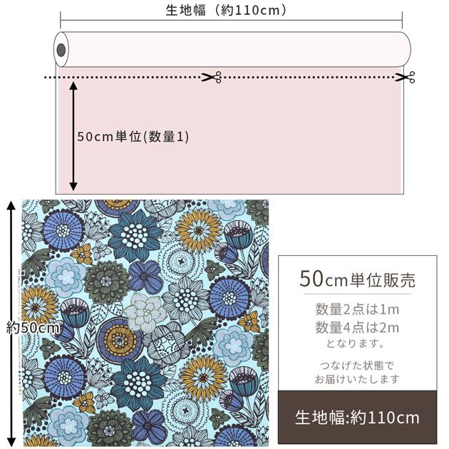 生地 布 布地 オックス 花柄 エルヴァ □ 大柄 北欧調 可愛い バッグ