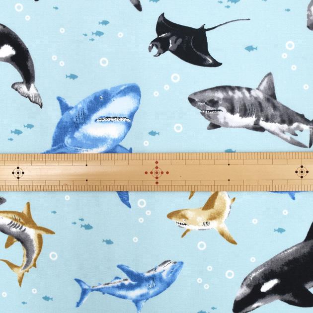 生地 布 布地 オックス シャーク ワールド □ 海の生き物 カッコいい