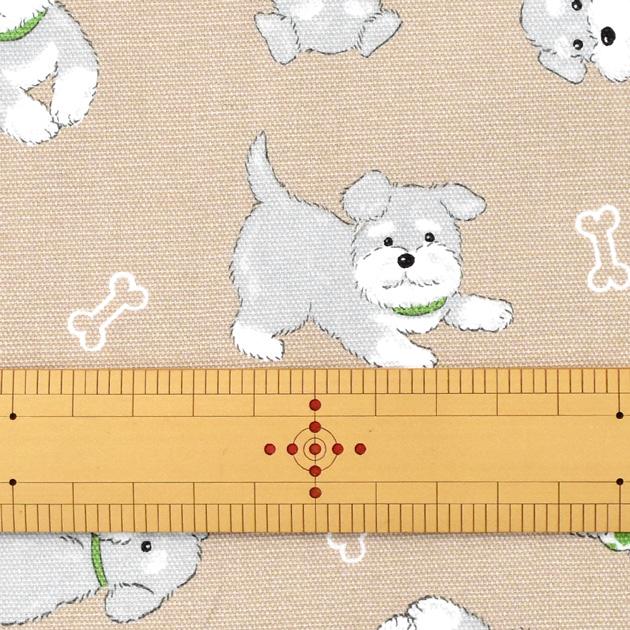 生地 布 布地 オックス 可愛い シュナウザー ＆ ボーン □ 犬柄 ボール