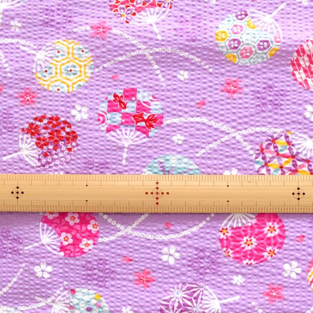 MY mama 生地 布 布地 リップル うちわ □ 古典柄 和柄 綿 麻の葉 桜