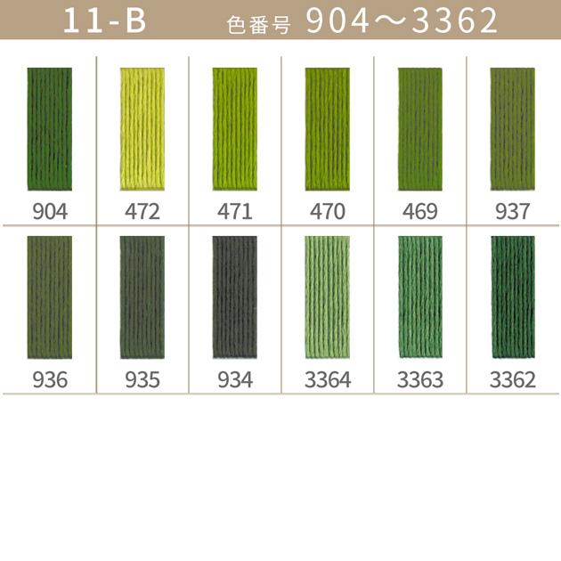 全500色 DMC 刺繍糸 25番 1カセ 8m 11-B 904〜3362 12色 □ 117