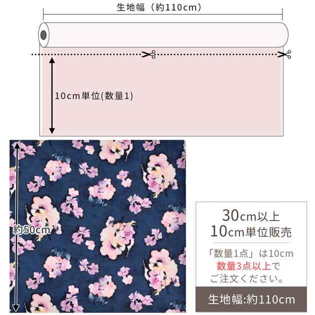綿麻 コンパス 生地 おしゃれ 水彩 yui ウォーターカラーガーデン 全4