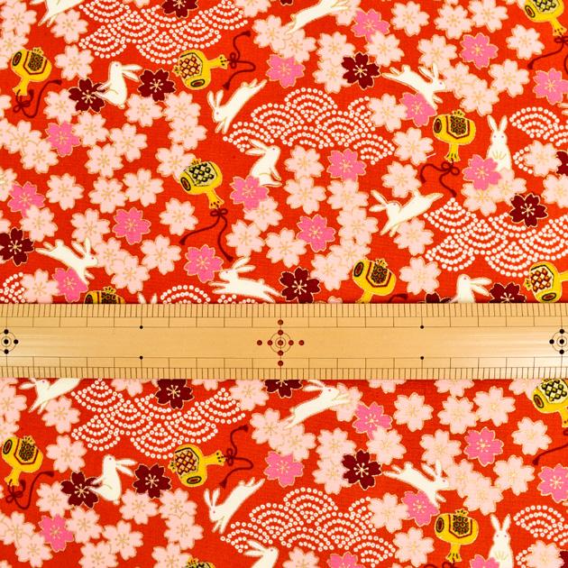 生地 布 布地 ブロード 出雲のうさぎ □ 花柄 フラワー レトロ 和柄 桜