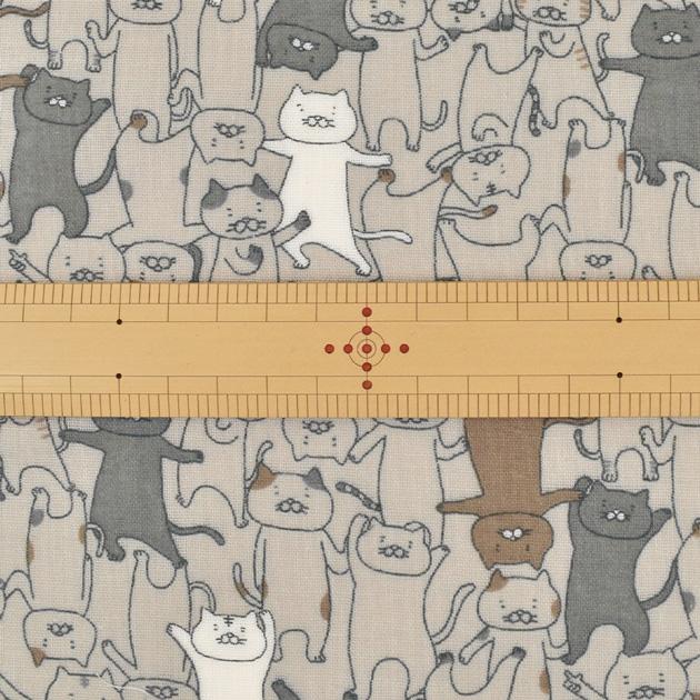 生地 布 布地 ダブルガーゼ 可愛い フニャダンス 猫 □ ねこ