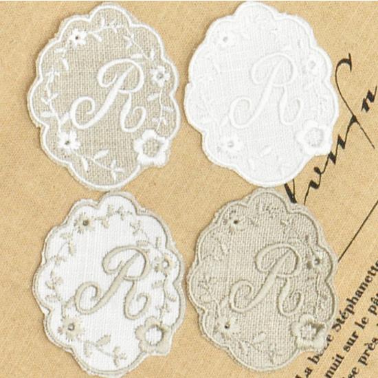 MY mama モチーフ イニシャル ワッペン レース リネン 100％ 生地 手芸