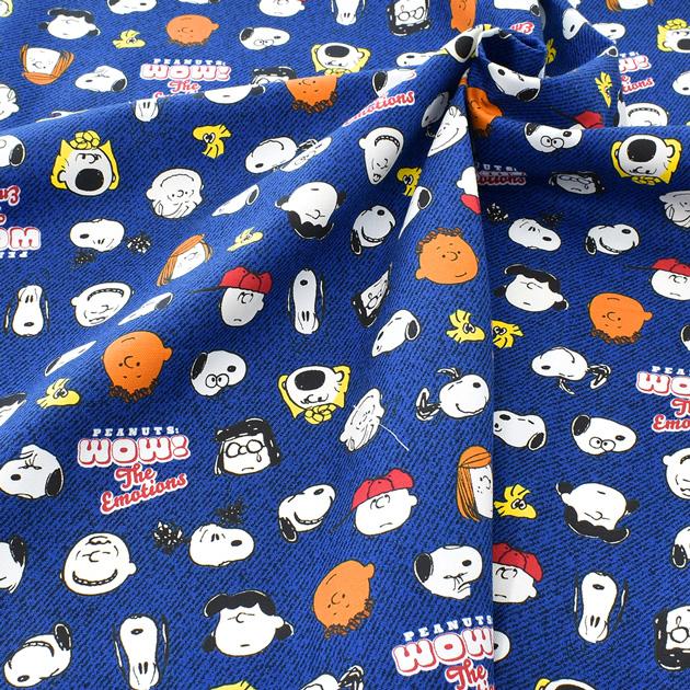 生地 オックス ピーナッツ SNOOPY フレンズ フェイス 柄 □ KOKKA