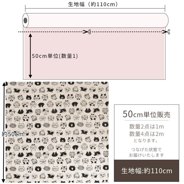 生地 布 布地 つや消し ラミネート にゃん顔コレクション □ 猫 可愛い