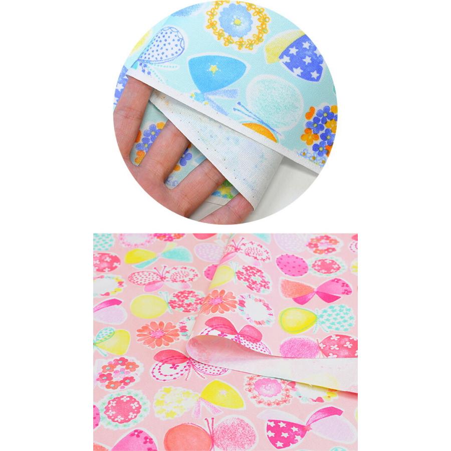 生地 布 国産 つや消し ラミネート お花畑の ちょうちょ □ 花 雑貨