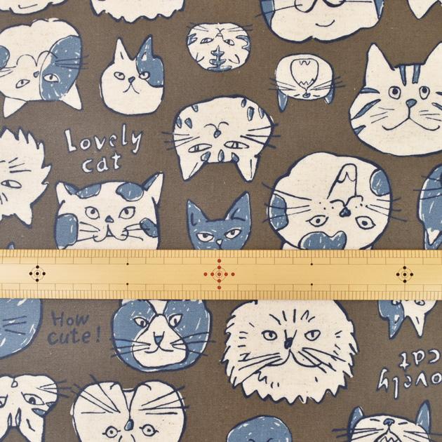 生地 つや消し ラミネート 猫 フェイス 柄 □ KOKKA Doole Animal Cats