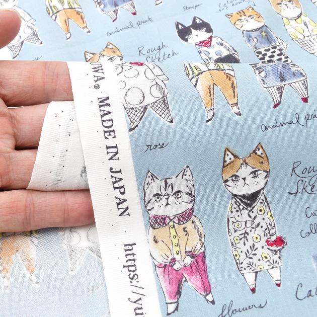 生地 布 布地 有輪 シャーティング 可愛い 猫 ラフスケッチ