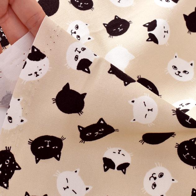 生地 オックス キャッツ フェイス □ 猫 動物 かわいい 国産 布 綿 100