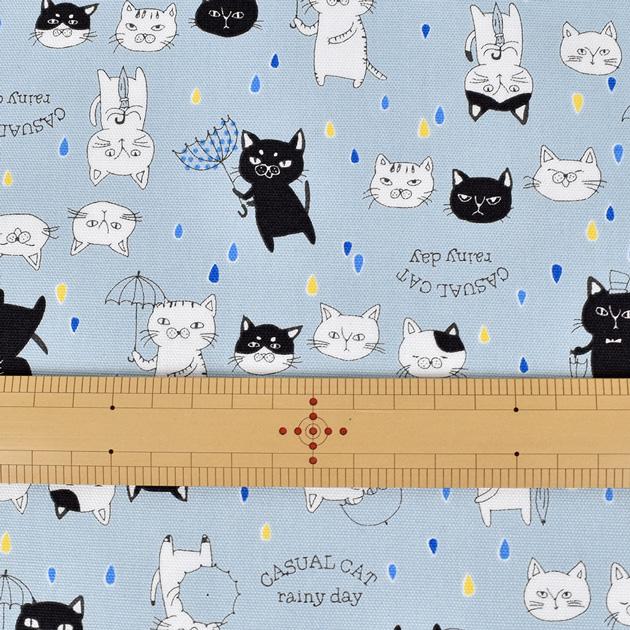 生地 布 布地 オックス 可愛い レイニー デイ キャット □ rainy day