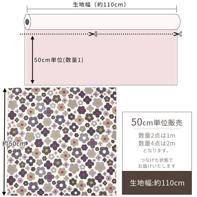 生地 布 布地 オックス 可愛い 花柄 ノーラ □ 北欧調 ドット
